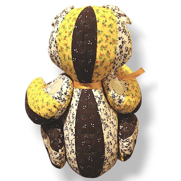 Vintage Quilted Stuffed 12" Teddy Bear Pearl Button Posable Arms Legs Animal - Picture 5 of 6